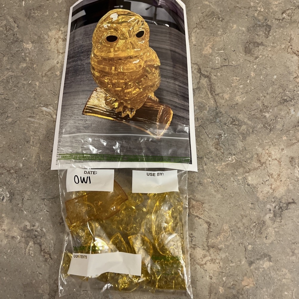 42 Piece 3-D Unique Crystal Owl Jigsaw Puzzle 3 dimensional Acrylic